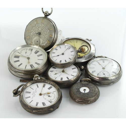 451 - Eight silver cased pocket watches. All AF