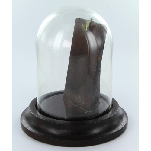 453 - Victorian turned wood pocket watch holder with glass dome, approx 12cm tall