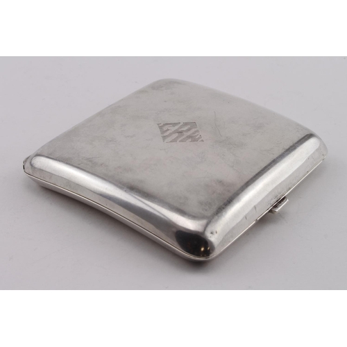 545 - Silver cigarette case, marked 'Sterling' on inside rim and dated Oct. 29.1938 on the reverse.   Weig... 