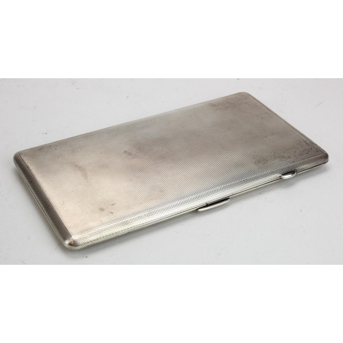 556 - Silver engine-turned cigarette case hallmarked HB&S 1935; weighs 7.5oz.