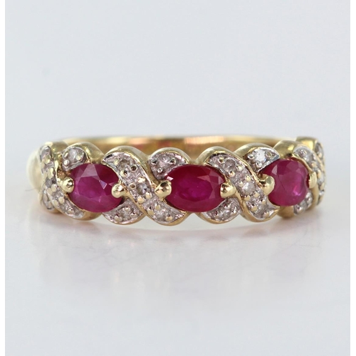 81 - 9ct Gold Ruby and Diamond Ring size M weight 2.2g