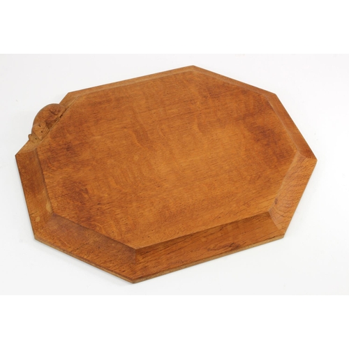 904 - Robert 'Mouseman Thompson octagonal carved oak cheese board, 30cm x 25cm approx.