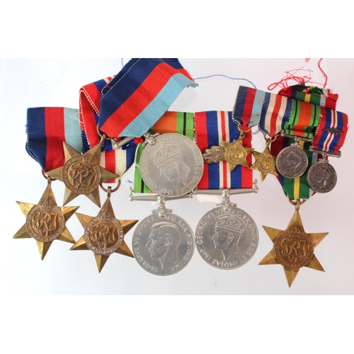 1220 - WW2 original medals - War Medal x2, 1939-45 Star x2, Pacific Star, F & G Star, group of four miniatu... 