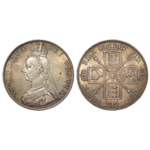 1298 - Double-Florin 1887 roman 1, iridescent EF/GEF, carbon spot.