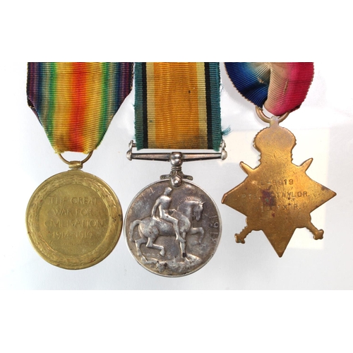 138 - 1915 Star Trio to L-8919 Pte A Taylor, Middlesex Regt. Medal mounted as worn and very polished. Sold... 