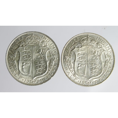 1407 - Halfcrowns (2) George V: 1917 EF, and 1924 aEF