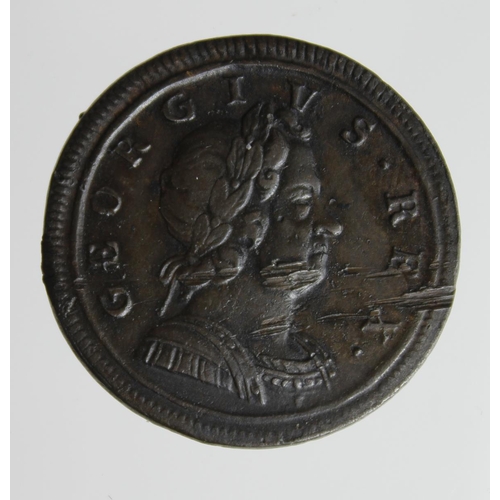 1410 - Halfpenny 1719, second issue, S.3660, GVF, scratched.