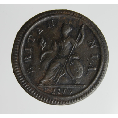 1410 - Halfpenny 1719, second issue, S.3660, GVF, scratched.