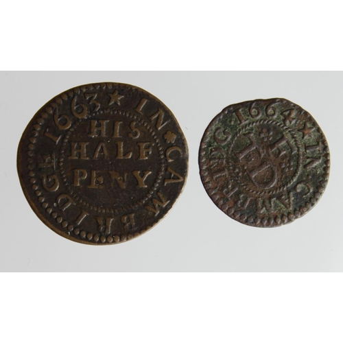 1756 - Tokens, 17thC (2) Cambridgeshire: Cambridge, Thomas Felsted 1/4d 1664 #42 F-GF, and Ioseph Linsey 1/... 