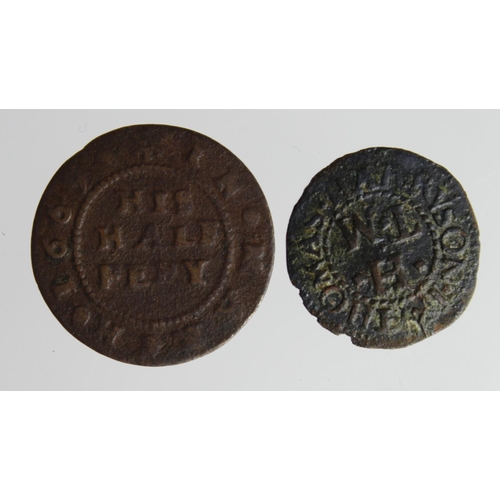 1759 - Tokens, 17thC (2) Cambridgeshire: March, Thomas Towers 1/2d 1669 #155 VG/F, and Thomas Harryson 1/4d... 