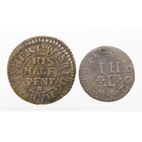 1761 - Tokens, 17thC (2) Cambridgeshire: Wisbech, Henry Coldwell 1/2d 1668 #204 Fine with old tickets, and ... 