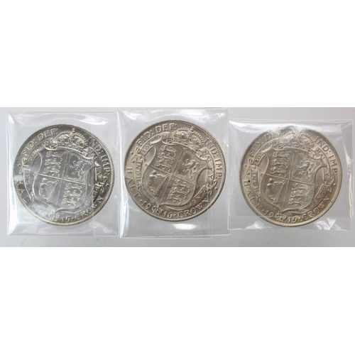 1894 - GB Halfcrowns (3) George V: 1915 cleaned EF, 1916 EF, and 1919 aEF