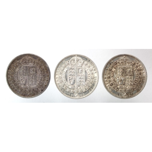 1895 - GB Halfcrowns (3) Queen Victoria Jubilee head: 1887 GVF, 1887 nEF, and 1889 EF