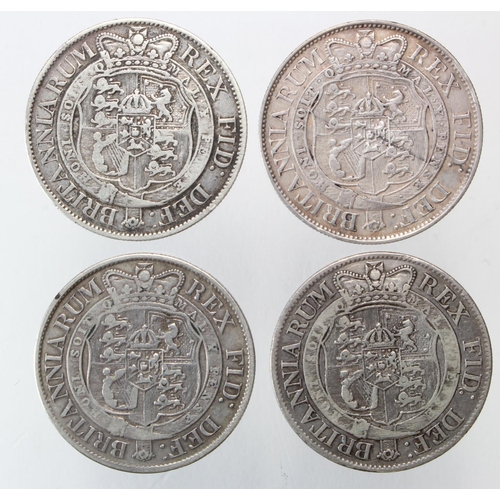 1899 - GB Halfcrowns (4) George III: 1817 small head F/GF, 1818 GF, 1819 VF, and 1820 GF