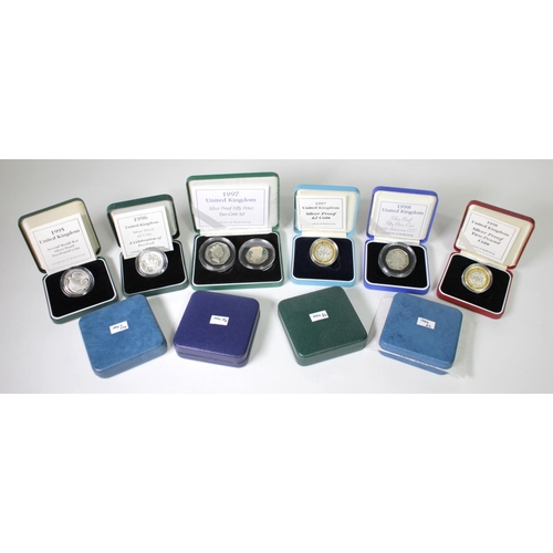 1986 - GB Silver Proof boxed items (10) Two Pounds 1986, 94 