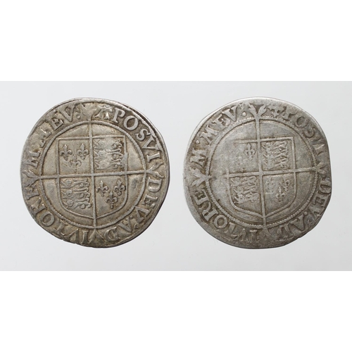 2150 - Elizabeth I Shillings (2): mm. cross-crosslet, and mm. A, Fair.