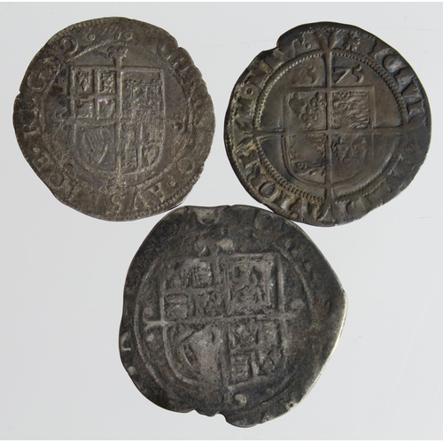 2156 - English Hammered (3): Elizabeth I Sixpence 1575 mm. eglantine Fine, Charles I Sixpence Fair, and Cha... 