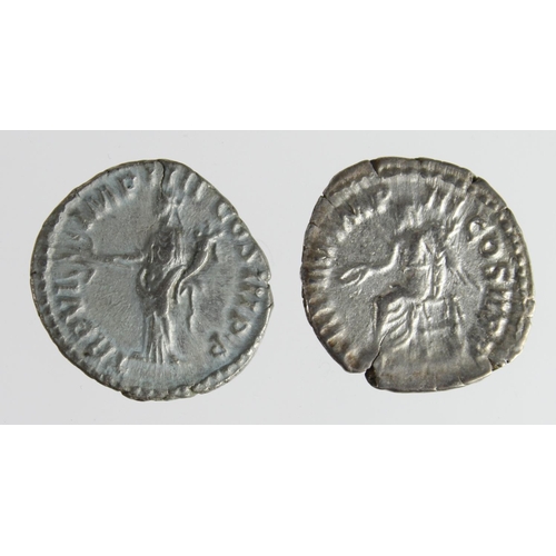 2193 - Roman Imperial (2) AR Denarii of Commodus (176-192 AD): Rome mint, (as Caesar) Victory seated type A... 