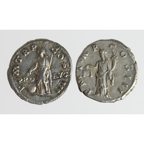 2198 - Roman Imperial (2) AR Denarii of Hadrian (117-38 AD): Rome mint, Providentia type, 119-138 AD, RSC 1... 