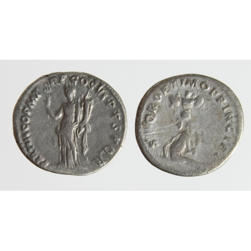 2205 - Roman Imperial (2) AR Denarii of Trajan (98-117 AD): Rome mint, Dacian trophy type 103-4 AD, RSC 538... 