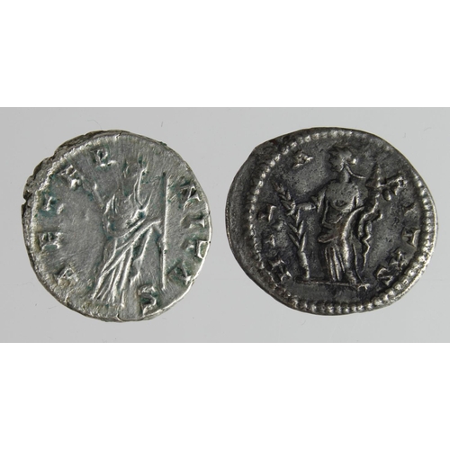 2208 - Roman Imperial (2) AR Denarii: Faustina Senior, wife of Antoninus Pius, Rome mint c.140 AD, Aeternit... 