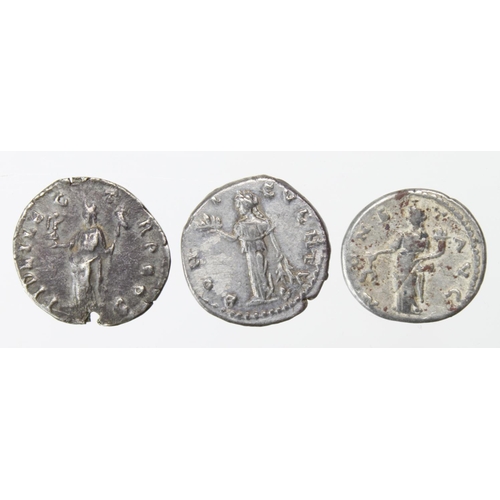 2213 - Roman Imperial (3) AR Denarii of Septimius Severus (193-211 AD): Rome mint, Fides Militum type, AD 1... 