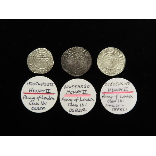 2294 - Henry II (1154-1189), Short Cross Pennies (3), class 1b1, London: IEFREI 1.21g nF, OSBER 1.29g Fine ... 