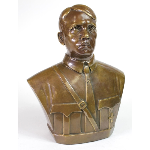 595 - German Nazi Adolf Hitler half length copper look desk figure (approx 25cm tall) unsigned but a heavy... 