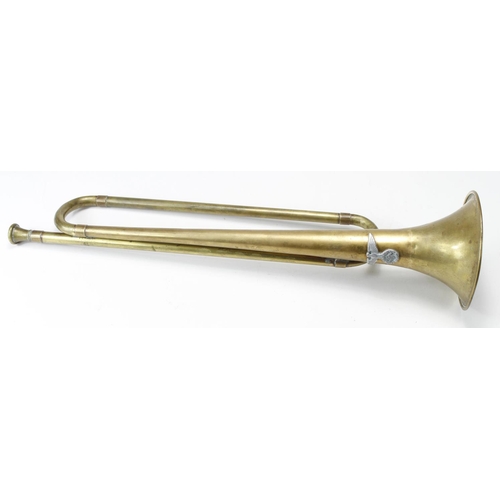 599 - German Nazi badged bugle. (49cm)