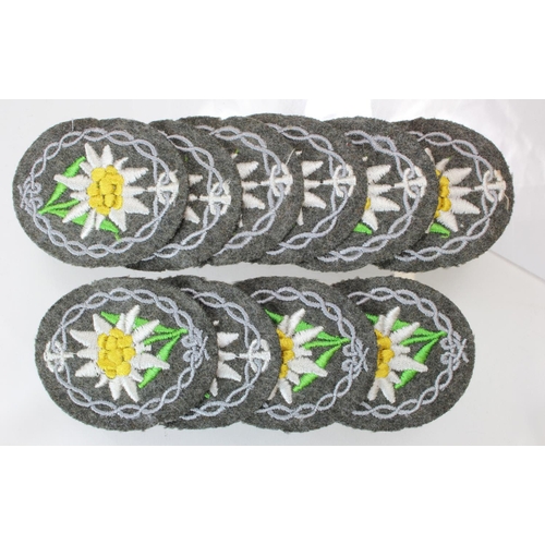 613 - German Nazi Edelweiss cloth badges. (10)