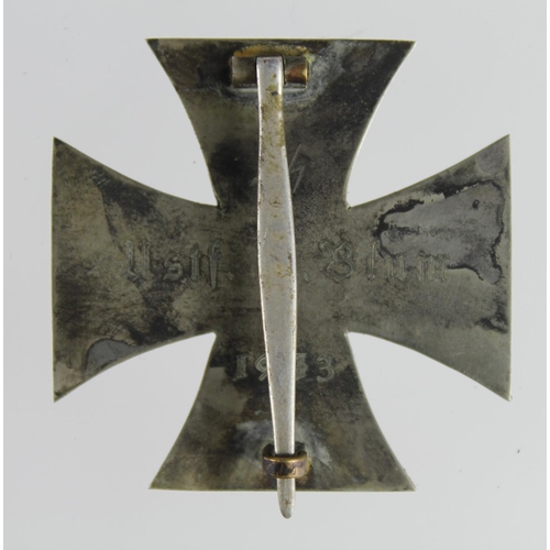 628 - German Nazi Iron Cross 1st Class EK 1. Dedicated to an SS Soldier. 3 part construction with iron cor... 