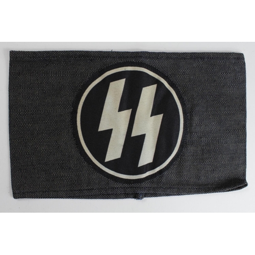 735 - German SS armband, unusual, probably for wear in Civilian / Gestapo attire or at Funerals.