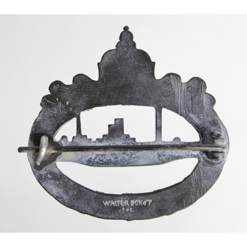 780 - German WW1 U boat war badge maker marked.