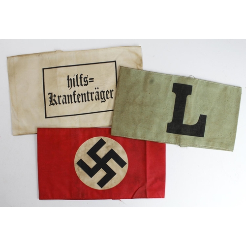 783 - German WW2 armbands, 3x inc Party