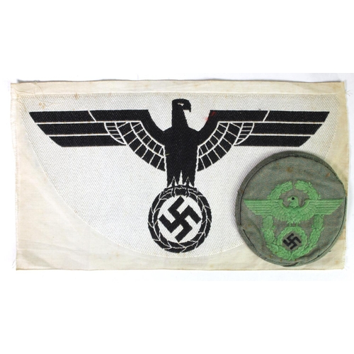 786 - German WW2 army sports vest badge with German WW2 police sleeve badge.