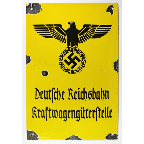 793 - German WW2 enamel plaque Deutsche Reichaband size 8x12 inches some chips to the enamel