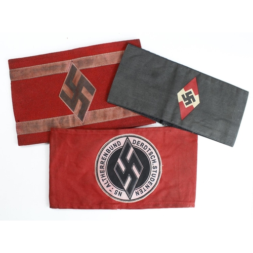 820 - German Youth armbands different types, service worn. (3)