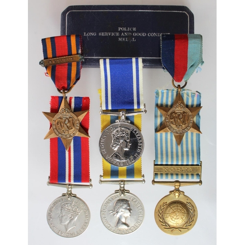 826 - Group - 1939-45 Star, Burma Star + Pacific clasp, War Medal, Korea Medal (D/JX.292535 N R Colwill L.... 