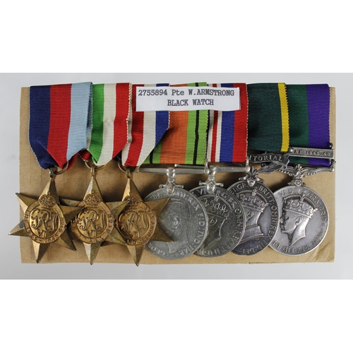 827 - Group - 1939-45 Star, Italy Star, France & Germany Star, Defence & War Medal, Efficiency Medal GVI w... 