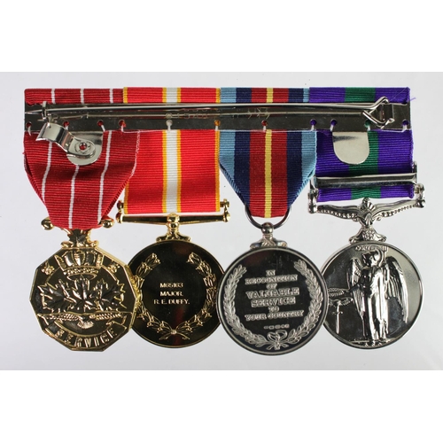 831 - Group of four Canadian replacement medals mounted for wearing to M65163 Major / Capt R. E Duffy 109.... 