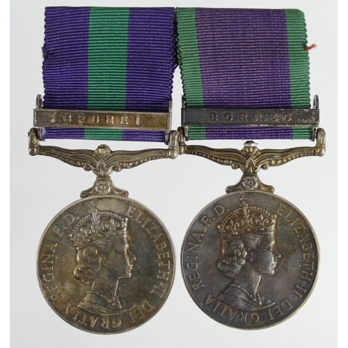 841 - GSM QE2 with Brunei clasp (22661623 Bdr M W Welbourn RA), with CSM QE2 + Borneo clasp (22661623 Sgt ... 