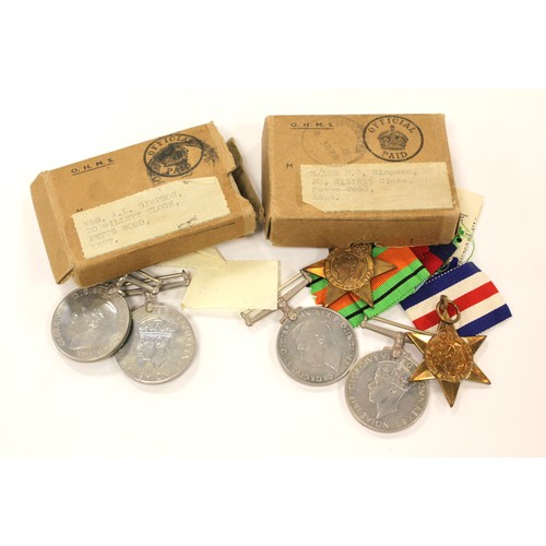 1213 - WW2 husband and wife's groups, both with named boxes of issue, 89645 S/Ldr D C Simpson RAF 1939-45 S... 