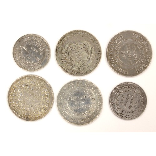 1770 - Tokens, 19thC Silver (6): Worcester County Shilling 1811 GVF, Lincoln Millson & Preston Shilling 181... 