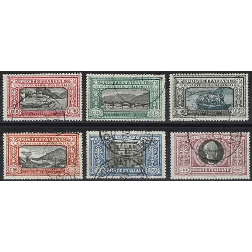 113 - Italy - 1923 used set, 50th Death Anniversary of A. Manzoni. SG155/60, cat £3250. Super condition fo... 