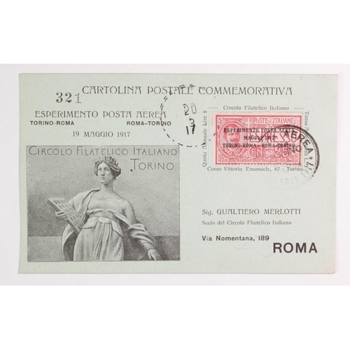 115 - Italy 1917, the First Air Express stamp (SG102) issued by any country exhibition postcard. Postmarke... 