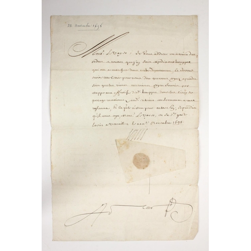 576 - Louis XIV (1638-1715). An original manuscript French document, signed by King Louis XIV, written at ... 