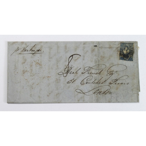 66 - Australian cover - Melbourne to London with Victoria State stamp (possibly SG11), reverse stamped 'M... 