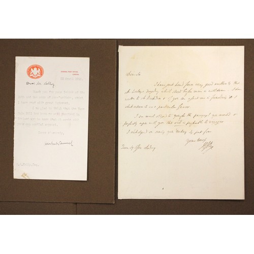 589 - Samuel (Herbert Louis, 1st Viscount, 1870-1963). An original typed letter on Post Office headed pape... 