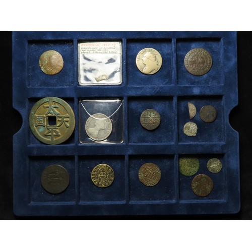 2120 - Ancient, Hammered & World Coins & Jetons (49) mostly Roman bronze, a few silver noted, (the large Ch... 