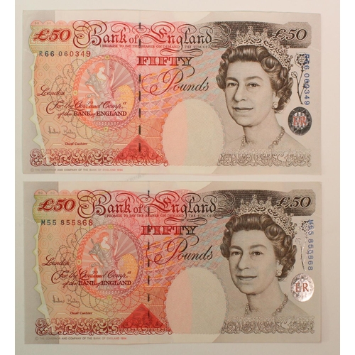 119 - Bailey 50 Pounds (2) issued 2006, serial R66 060349 and M55 855868 (B404, Pick393a) EF/EF+